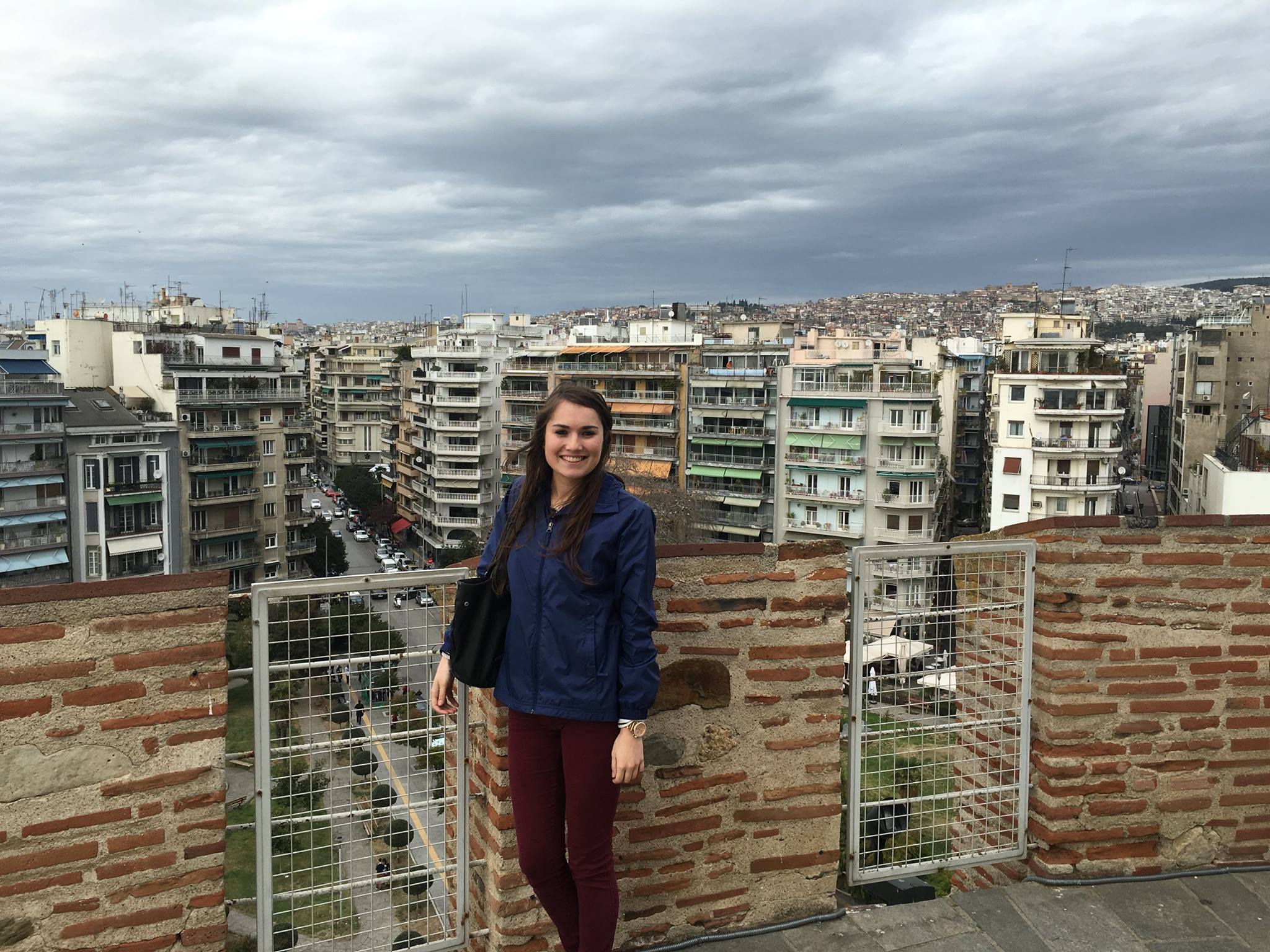 Writer, Chloe Dyer, atop the White Tower in Thessaloniki, Greece. Photo courtesy Chloe Dyer.