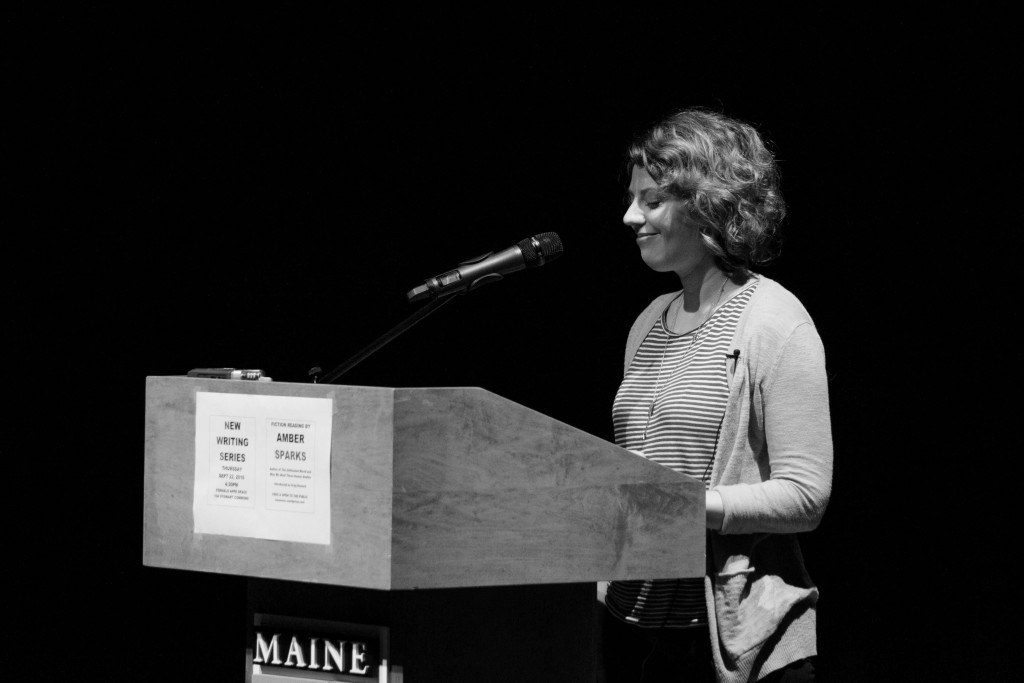 Amber Sparks reads from her book of short stories, The Unfinished World, for the New Writing Series on Thursday. Photo by Maggie Gautrau, Photo Editor.